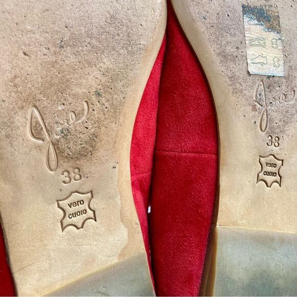 JOIE Jenessa Ballet Flats Cherry Red Suede Women Size 7.5/38 Lace Up Leather - Picture 13 of 13